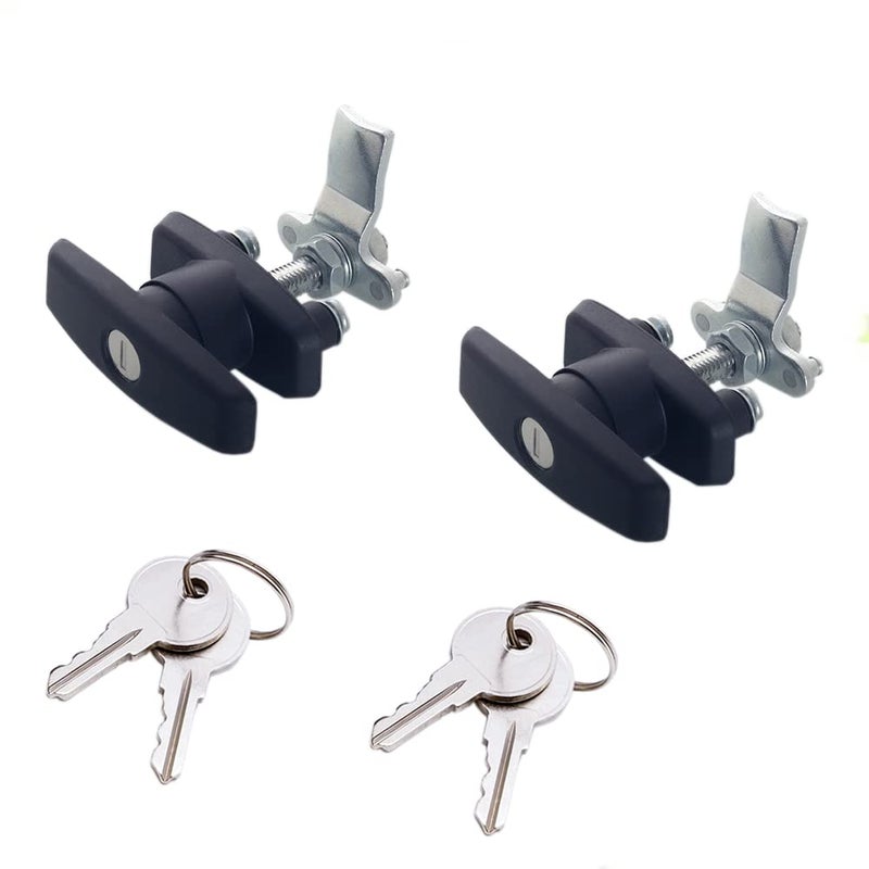 STHang-D 2PCS T Handle Latch Lock Keyed Alike Black Coated Compatible with Cabinets Garage Letter-Box Drawer File Cabinet Wardrobe Gear Model MS108 - Image 1